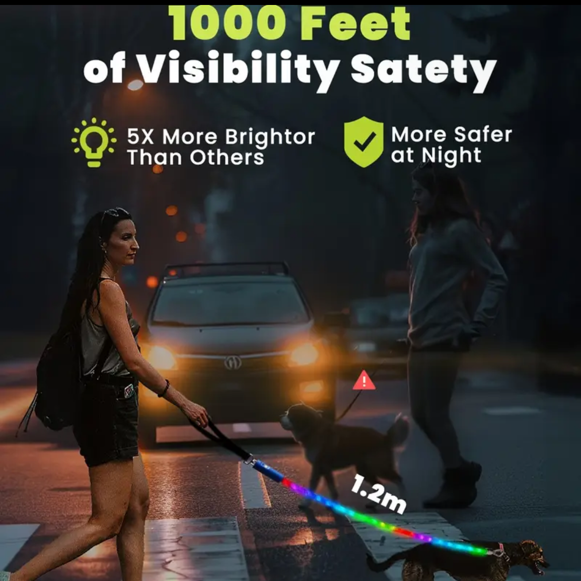 GlowPaws Single Color LED Leash (4ft)